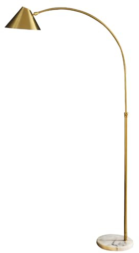 Leomix Moderne Bogen-Stehlampe Für Wohnzimmer – Überhängende Stehlampen, Bogen-Stehlampe Und Stehleuchte Mit Weißem Marmorsockel, Goldene Stehlampe Für Schlafzimmer, Arbeitszimmer