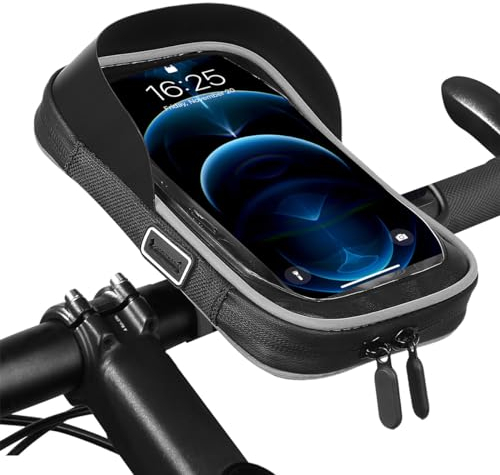 Yuirshion Soporte Movil Bicicleta, Soporte Movil Moto Impermeable para Ciclista Ciclismo con Visera y Ventana Táctil, para Smartphone de 4,7 a 7 Pulgadas