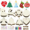 Pextian 80 Stück Holzanhänger Weihnachten zum Bemalen, 8 Stile Basteln Weihnachten Kinder, Holz Anhänger Bastelset mit Stift, Edelstein- und Sternaufklebern zum Weihnachtsbaum, Christbaumschmuck