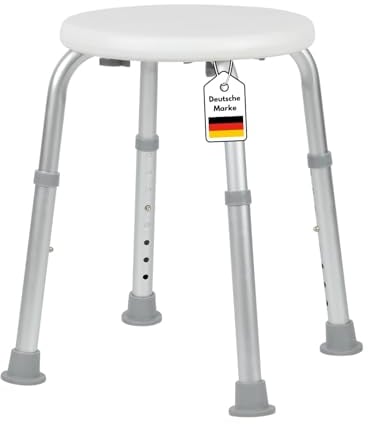 DIVID® Duschhocker DH 001, Duschstuhl, Belastbar 120kg, rutschfeste Gummifüße, Höhenverstellbar, Badhocker mit sicherem Halt, Duschhilfe für Senioren, Duschsitz