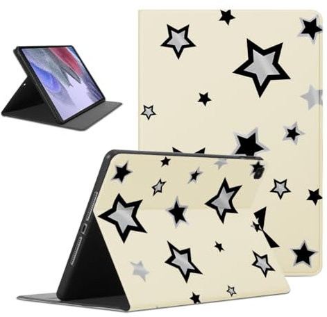 Kueqeay Custodia per Samsung Galaxy Tab A7 Lite 8,7 Zoll 2021 (SM-T220/T225), Aesthetic Stella Motivo Disegno Flip Cover in pelle PU con Supporto Funzione TPU Antiurto Tablet Case in Silicone, Beige