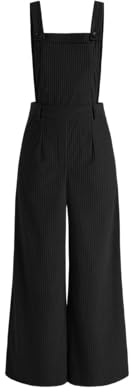 CIDER Corduroy Overalls for Women Wide Leg Jumpsuits Adjustable Straps One Piece Jumpsuit Dressy Trendy 2025, Black, Medium