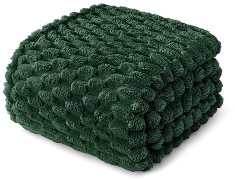 Whale Flotilla Kuscheldecke Flauschige Decke mit 3D-Jacquard-Muster, Exquisite und Warme Wohndecke Sofadecke für Ganzjahreszeiten, 150X200 cm, Dunkelgrün