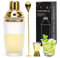 Shaker à cocktail en verre transparent de 400 ml - Accessoire de bar - Avec verre doseur - Cuillère de bar - Cadeau pour homme - Doré