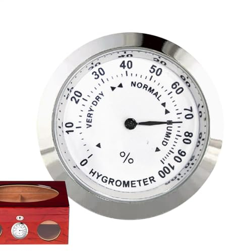 Humidor -Luftfeuchtigkeitssensor, Humidor Hygrometer - Runde Feuchtigkeitsmessgerät Analog,Humidor -Pflege- und Wartungsmonitor für Gitarren- und Geigenfälle