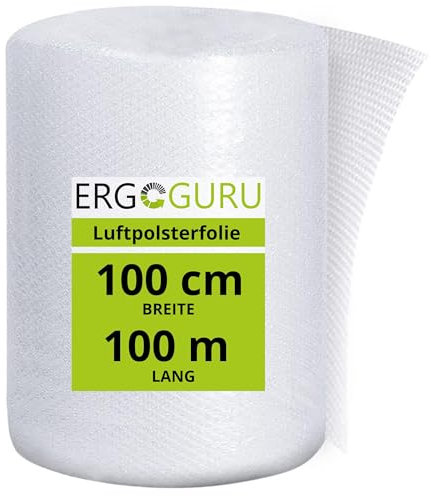 1 Rolle Luftpolsterfolie Noppenfolie 100 cm x 100 m / 100 m² Blasenfolie PPremium-Qualität - ideal für Versand, Verpackung, Umzug, Verpackungsmaterial Bubble Wrap Schutzfolie mit Luftblasen
