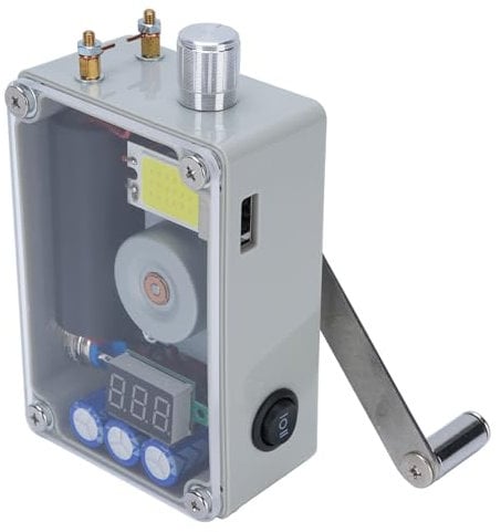 Hand Crank Generator, Portable Emergency USB Charger with COB Light and Lighter, Phone Power Bank Charger for Outdoor Camping