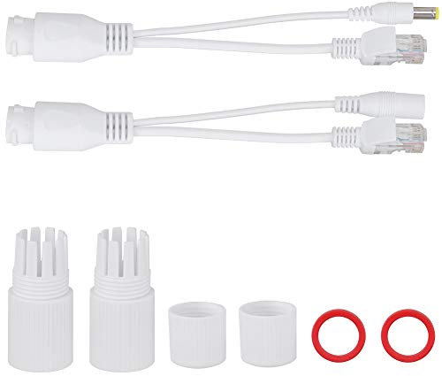 plplaaoo Passive POE Adapter Cable Splitter Injector 12V Power Over Ethernet Converter for IP Security Cameras Wireless Access Points Black White Optional (White)