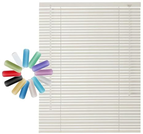 Tende Veneziane per Interni, Tende Orizzontali Oscuranti a Lamelle da 25mm, Persiane in Metallo di Alluminio 20 45 60 90 120 150 180 200cm Veneziane Finestre Interno Privacy e Protezione(Milky White)