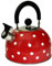 2.5 Litre Stainless Steel Whistling Stovetop Kettle | Red with White Polka Dots