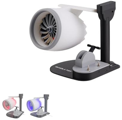 Jet Engine Fan, Desktop Turbo Fan With Red Blue Light, Speed Push Rod Equipped With Humidifying Spray, Strong Airflow, Low Noise, 3d Aerospace Mechanical Science Model, Gift for Friend
