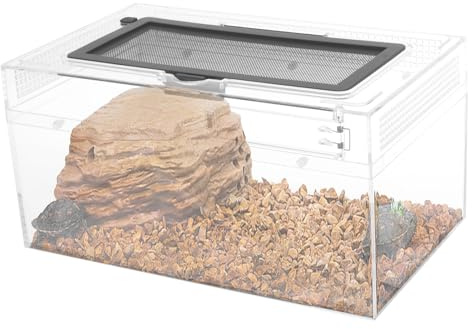 Reptile Growth Mini Terrarium 30x18x15cm mit Futteröffnung Belüftungsöffnung Robust Sturzfest für Geckos Spinnen Grillen Schnecken Kleine Chamäleons Schlange Einsiedlerkrebs