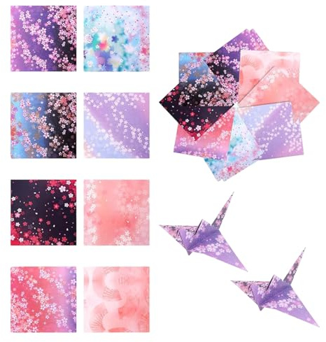 Fogli di Carta per origami 15x15cm Origami con Motivo A Fiori di Ciliegio | 120 carta origami colorata double face per fai da te e progetti artigianali
