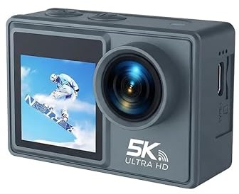 Micmetago 5K Action Cam 30MP mit WiFi, 2 Touchscreen, 170° Weitwinkel, 6‑Achsen EIS, 30 m Wasserdicht, 2.4G Fernbedienung & umfangreichem Zubehör-Kit für Unterwasserkamera, Motorrad, Ski & Vlog