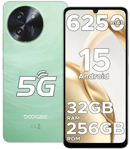 DOOGEE Note 59 Pro 5G Mobile Phones, 32(8+24) GB+256GB/ 2TB TF, 6nm Octa Core 2.3GHz, 120Hz & 6.75 HD+ Smartphone, 6250mAh, Dual Sim Free Unlocked Mobile Phones, Widevine L1, Fingerprint,NFC-Green