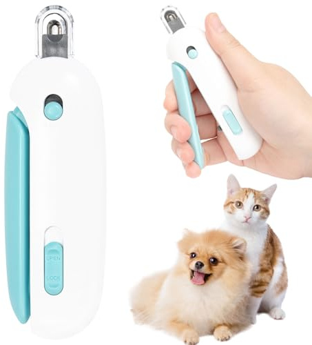 Zouwel Cat Claw Clippers, Cat Nail Clippers With Safety Guard, Adjustable 3-Size Trimming Hole, Safe Anti-Splash Kitten Nail Clipper for Pet Indoor Cats Home Trimmer (Blue)