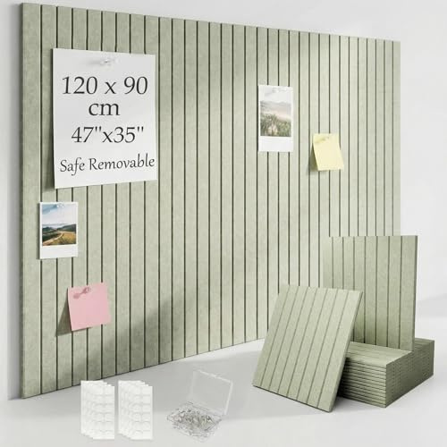 Acidea Große Filz Pinnwand Selbstklebend, 120x90cm, 12 Stück Dekorative Pinnwand aus Filz mit 96 Reißzwecke, 50 Pushpins, Moderne Pinnwand Ohne Bohren eignen sich für Büros, Schulen, Kinderzimmer