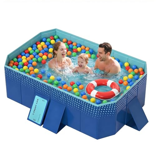 Piscina infantil plegable, piscina infantil, piscina portátil para perros, piscina extraíble, bañera, adecuada para niños, mascotas medianas (210 x 140 x 55 cm)