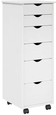 vidaXL Rollschrank 34 x 39 x 93,5 cm Massivholz Kiefer Weiß