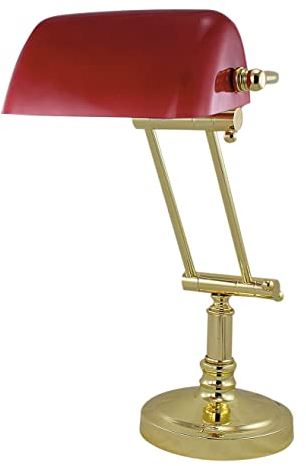 Sea-Club Bankerlampe Bankerleuchte Messing & Glas H=43cm rot