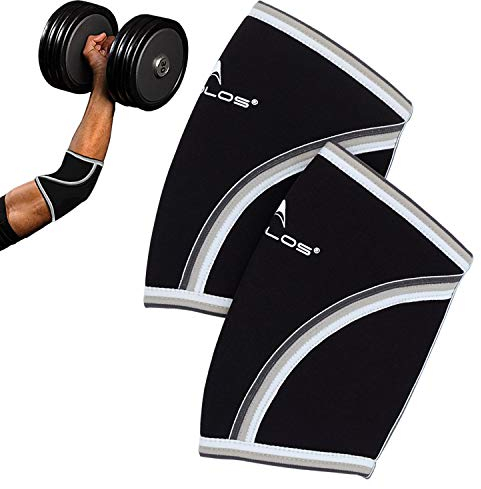 1 Paar Ellenbogenbandagen aus Neopren, 5 mm, perfekte Unterstützung für Crossfit, Gewichtheben, Powerlifting, Tennis, Golf und Basketball, Schwarz, XL