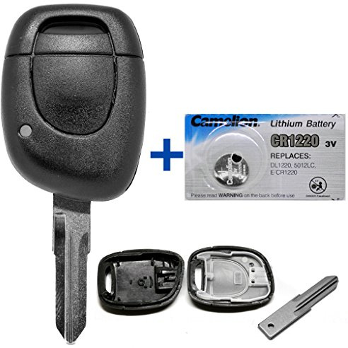 Auto Schlüssel Funk Fernbedienung 1x Gehäuse + 1x Rohling VAC102 + 1x CR1220 Batterie für Renault