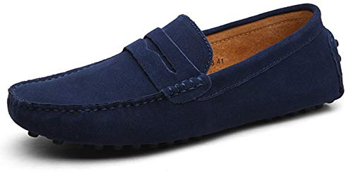 Men Penny Loafer Shoes Comfortable Slip On Boat Deck Driving Shoes Breathable Casual Walking Sneaker Dark Blue 6 UK