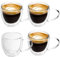 INTIRILIFE 4X Doppelwandige Thermo Gläser Set -200-250ml- Mundgeblasen isoliert für Espresso Cappuccino, Teegläser Kaffeegläser Latte Macchiato Tassen, Schwebeeffekt mit Henkel