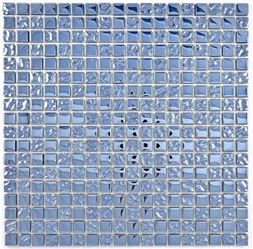 Mosaik Fliese Transluzent platin Glasmosaik Crystal Platin Glas für WAND BAD WC DUSCHE KÜCHE FLIESENSPIEGEL THEKENVERKLEIDUNG BADEWANNENVERKLEIDUNG Mosaikmatte Mosaikplatte