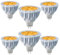 JSVSAL Lot de 6 ampoules LED jaunes MR16 GU5.3 à deux broches 5 W à intensité variable, équivalent halogène 35 W 50 W, basse tension AC/DC 12 V, spots à 40 degrés pour paysage, cour, jardin, arbre,
