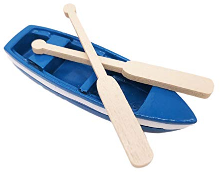 HEALLILY Holz Segelboot Miniatur Boot Paddel Figur Modell Meer Strand Deko Figur Ornament für Moos Sukkulenten Terrarium Puppenhaus Fee Garten Dekoration Blau
