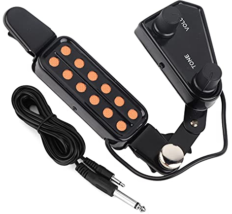 12-Loch-Gitarren-Tonabnehmer, magnetischer Tonabnehmer-Wandler mit Lautstärkeregler-Kit für die meisten Akustikgitarren mit Schallloch und Saite