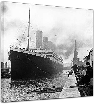 Bilderdepot24 Bild auf Leinwand | Titanic im Hafen in 60x60 cm als Wandbild | Wand-deko Dekoration Wohnung Berühmtheiten & Zeitgeschichte | 181141-60x60