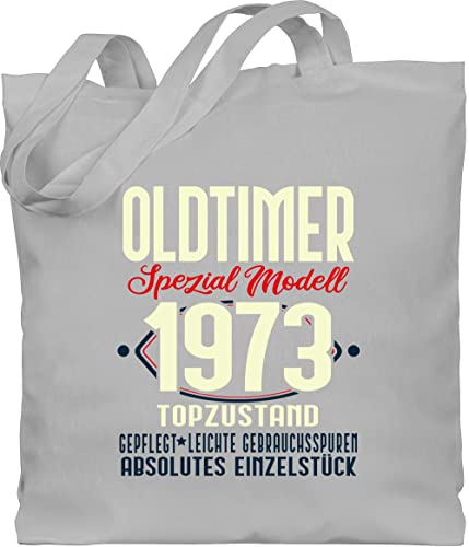 Shirtracer Baumwolltasche - 50. Geburtstag - Oldtimer Spezial Modell 1973 - Unisize - Hellgrau - geburtstagsgeschenk für mama 50 geschenk zum fünfzigsten 50.geburtstag 1972 beutel geschenkartikel
