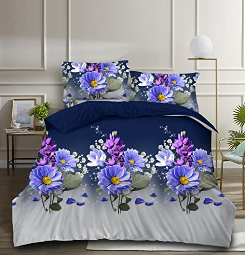 PRIME LINENS 3D Duvet Cover Set 4 Piece Microfiber Printed Design Quilt Cover Bedding Set with Pillow Cases and Extra Fitted Sheet Machine Washable (Super King 4 piece, 3D Printed 356)