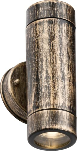 Knightsbridge Eamon - 230V IP54 GU10 Polycarbonate Up/Down Wall Light - Brushed Brass