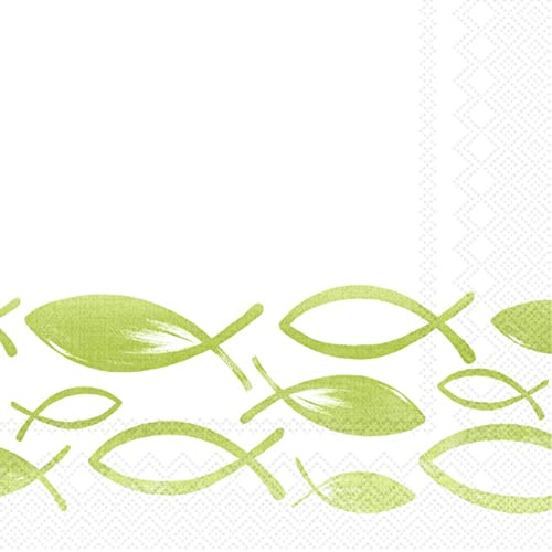 IHR Ideal Home Range - Papierservietten JOYFUL FISH light green 20 St. Cocktail-Servietten 25 cm x 25 cm