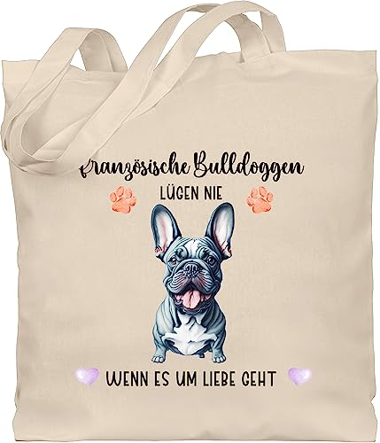 Baumwolltasche - Hunde - Französische Bulldogge - Geschenk Hundebesitzern - Unisize - Naturweiß - personalisierte tasche geschenke für hundefans hundebesitzer bulldoggen einkaufstasche hund