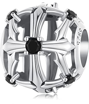 NINGAN Kreuzigung Charms 925 Sterling Silber durchbrochene Perlen Religiöser Glaube Anhänger kompatibel mit Damen-Armband Halskette Weihnachtliche Geburtstagsgeschenke