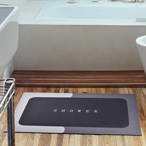 Wisebom Tapis Bain Antiderapant, Tapis de Bain Diatomite 60x40cm Tapis Salle de Bain Absorbant, Lavable Tapis de Bain, Tapis Douche Tapis de Bain pour Portes de Salle de Bain, Salon, Baignoire