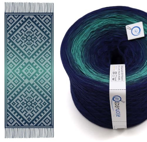 SparWolle Bobbel Farbverlaufsgarn Darova Filet-Schal Häkelset 4-fädig 1,500m inklusive Anleitung (DA0004)