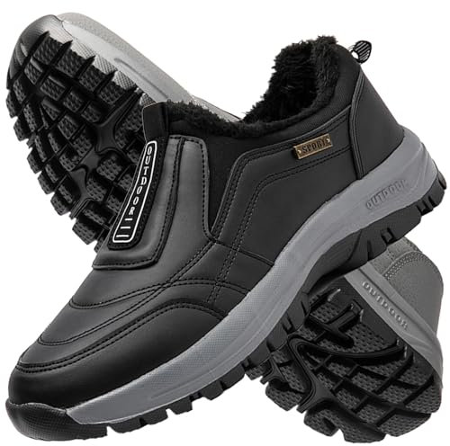 Aocase Chaussures Orthopédiques Pied Large Homme Chaussure de Marche Homme sans Lacets Baskets de randonnée en Plein air Chaussures de Travail Léger et Respirant,Noir,42/260mm