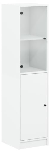 vidaXL Highboard, Beistellschrank mit Glastüren, Sideboard mit viel Stauraum, Schrank Kommode Hochschrank Wohnzimmer Schlafzimmer, Weiß