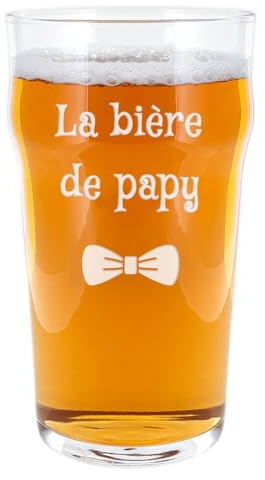 Verre à bière Nonic personnalisé – Gravure texte sur ce verre à pinte de bière transparent – Cadeau homme personnalisable anniversaire ou noel