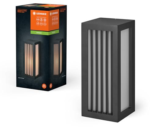 LEDVANCE ENDURA CLASSIC RADICK W Außenleuchte, Wandleuchte, E27-Fassung, dunkelgrau, Aluminium, schnelle & einfache Installation, mattierter Diffusor, IP65 Schutzklasse, Anwendung im Außenbereich