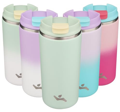 Konokyo Tumbler with Lid, 12 oz Travel Coffee Mug Double Wall Vacuum Stainless Steel Thermal Metal Cup Insulated Water Bottle,Macaron Green