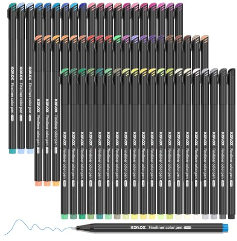 Koilox Fineliner Stifte Set, Spitze 0,4 mm Filzstift Stifte feiner Spitze zum Zeichnen und Schreiben von Skizzen, Journaling, Notizen, Comics, Malbuch Comics, Malbuch (60)