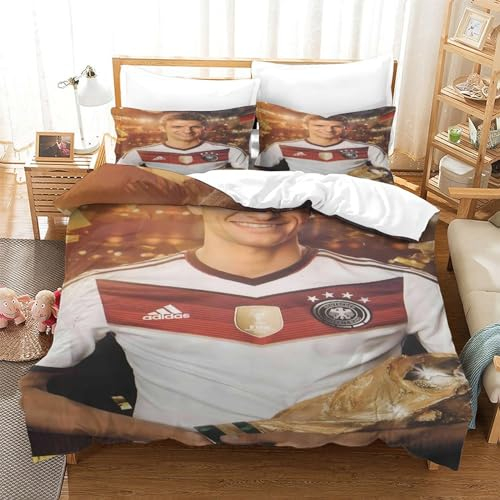 tanzhenning Thomas Müller Bettwäsche 3er Set Mit 3D Bettwäsche-Sets Mikrofaser Bettbezüge, Kinder Bettbezug Set Mit Kissenbezug Single（140x200cm）