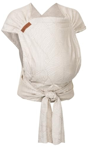 Hoppediz Hop-Tye Advanced - 4-in-1 Babytrage für Neugeborene ab Geburt - Halfbuckle Tragehilfe mit Tuchträgern - mitwachsend bis 20 kg - Design Grenada natur Leinenblend