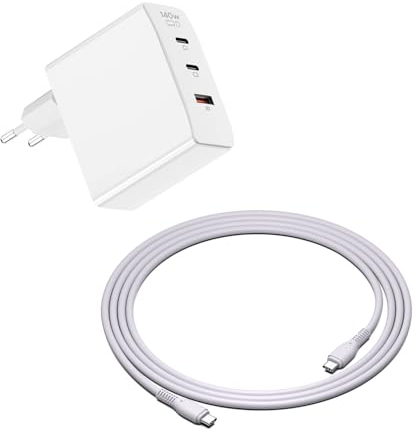 140W USB C Ladegerät PD3.1, KFD GaN 3-Port Netzteil für MacBook Pro 18,4 M3 M4 M2 Air Microsoft Surface Laptop 7 11 10 9 Samsung Galaxy DJI Drohnen Notebook Tablet HP OMEN AI PC 28V5A Schnellladegerät
